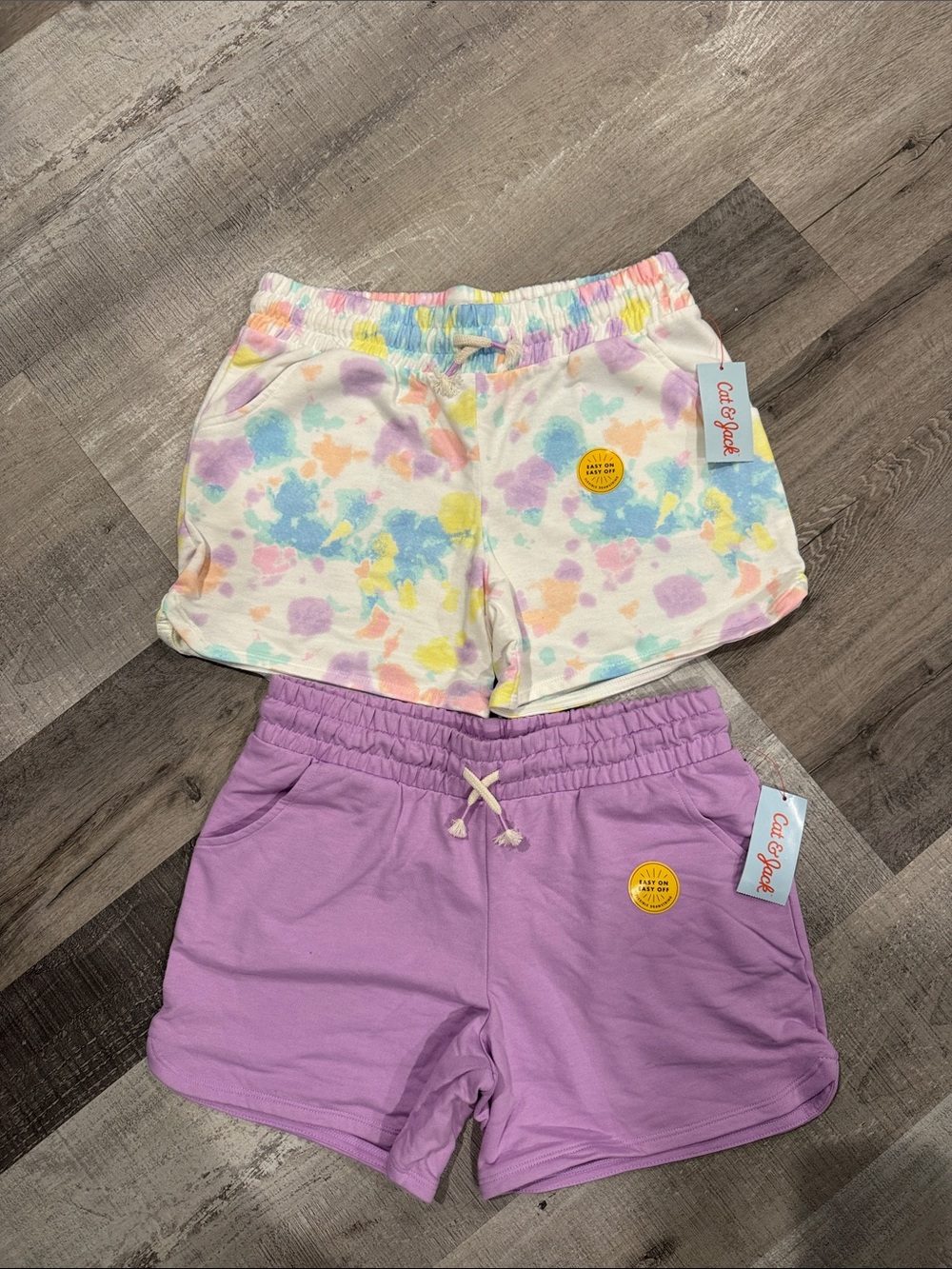NWT Kids Cat & Jack Pastel Tie-Dye & Lilac Cotton Shorts - 2-Pack